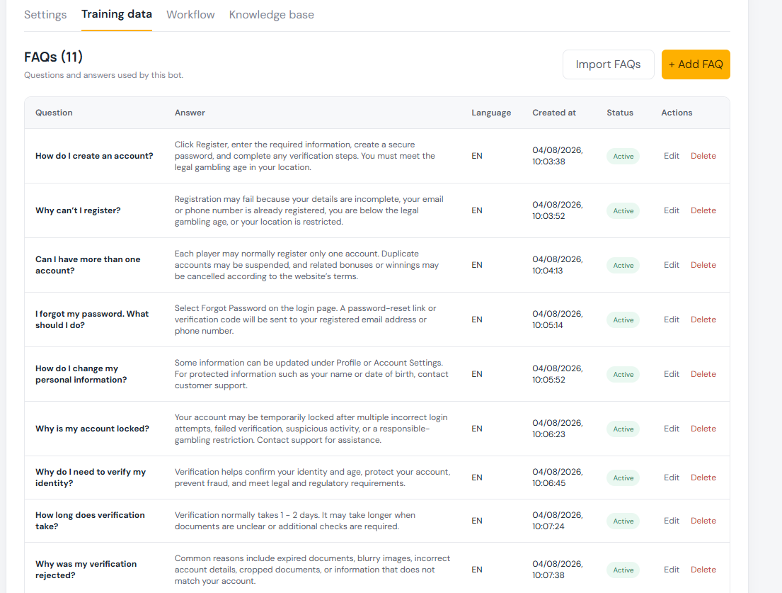 Create the right bot for every job. product screen